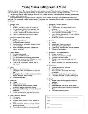 Ymrs Scoring  Form