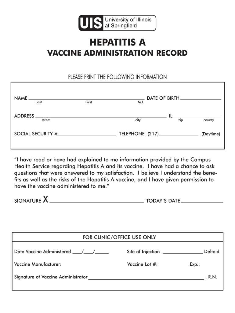 Hepatitis a Where to Get a Vaccination  Form