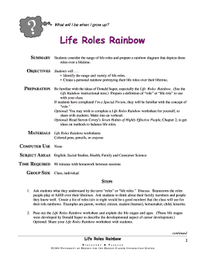 Life Career Rainbow PDF  Form