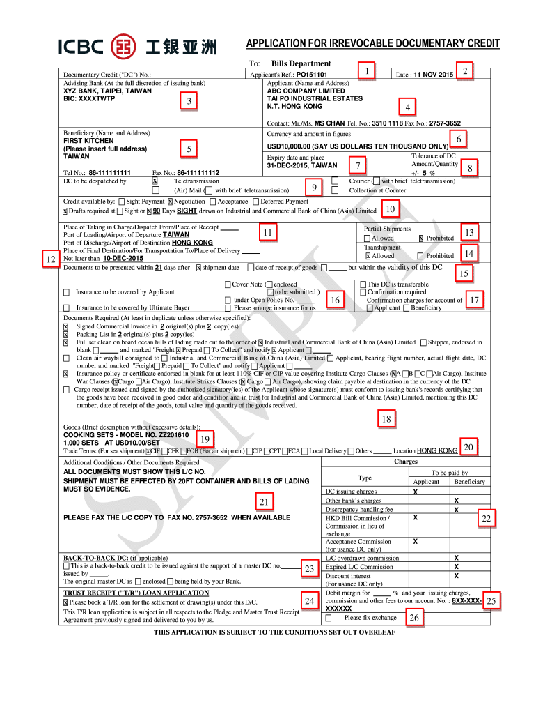 Irrevocable Documentary Credit Application  Form