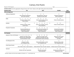 Culinary Arts Rubric Birdvilleschoolsnet  Form