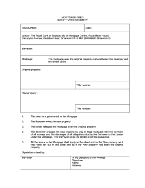 Bank of Scotland Deed of Substituted Security  Form