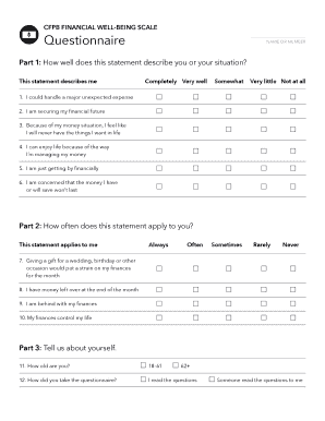 CFPB FINANCIAL WELL BEING SCALE  Form