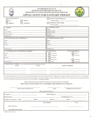 Sanitary Permit Guam  Form