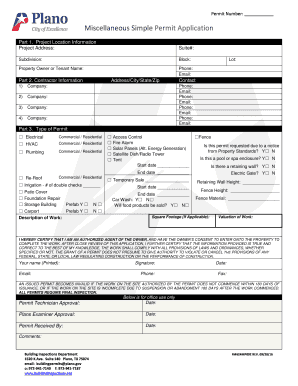 City of Plano Simple Permit Application  Form