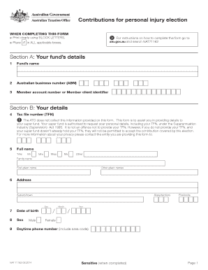 Contributions for Personal Injury Form