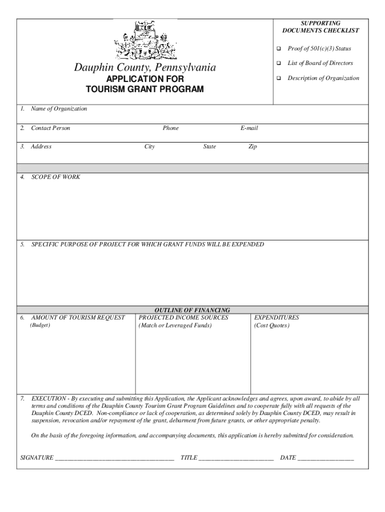 Application Tourism Grant  Form