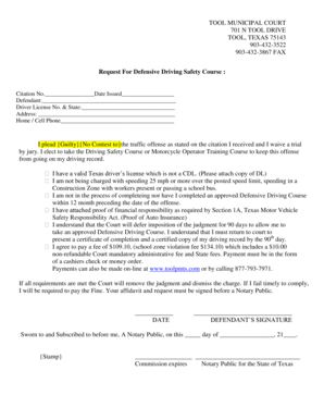 Tx Driving Safety Course  Form