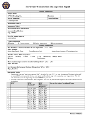 Stormwater Construction Site Inspection Report Texarkana  Form