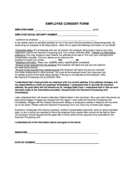Employee Consent Form Sample