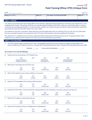 POST Field Training Program Guide Volume 1 10 Field Lib Post Ca  Form