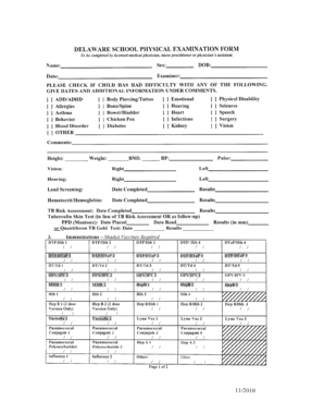 Delaware School Physical Form