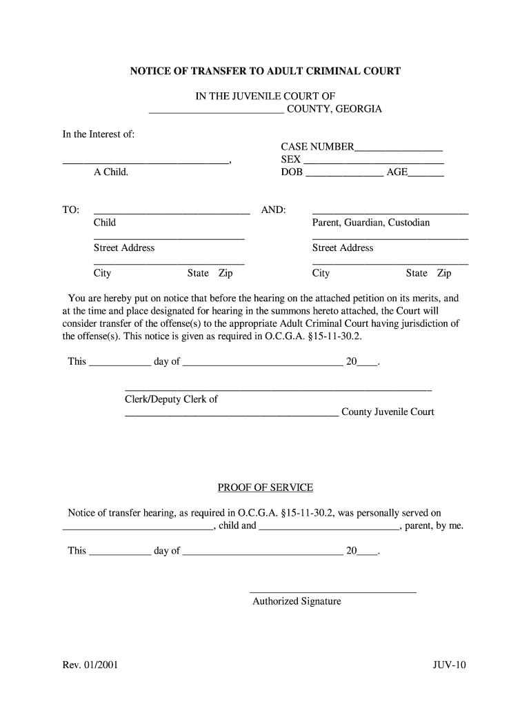 JUV10 Uniform Forms