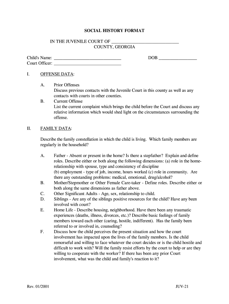 Social History Juvenile  Form