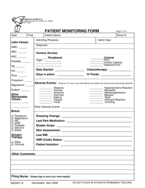 Patient Monitoring Form