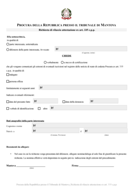PROCURA DELLA REPUBBLICA PRESSO IL TRIBUNALE DI MANTOVA Procura Mantova  Form
