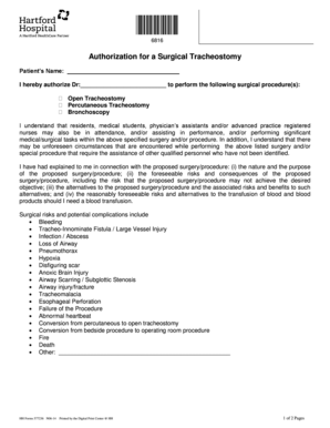 Consent for Tracheostomy  Form