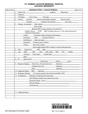 Admission Orders  Form