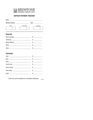 DEPOSITPAYMENT VOUCHER Redstone Federal Credit Union Redfcu  Form