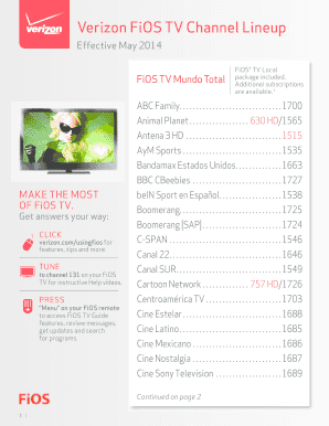 Printable Fios Channel Guide  Form
