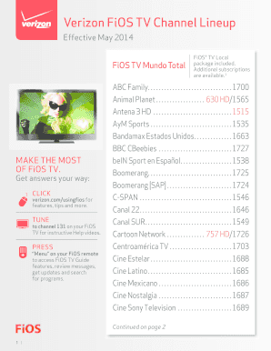 Printable Fios Channel Guide Form