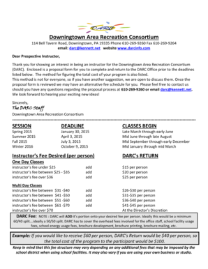 Downingtown Area Recreation Consortium Darc  Form