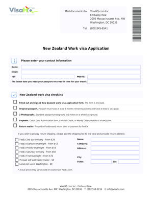 New Zealand Work Visa Application New Zealand Visa VisaHQ  Form