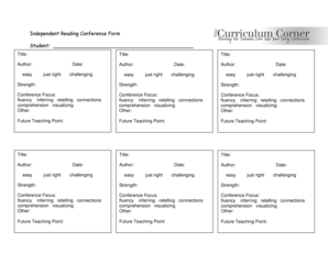 Independent Reading Conference Form Student