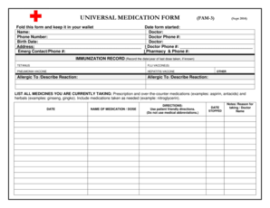 Universal Medication Form