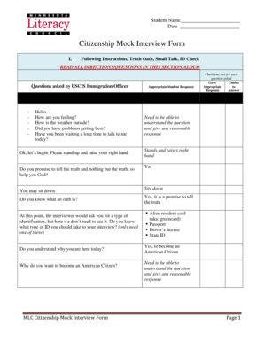 Mlc Citizenship Mock Interview Form