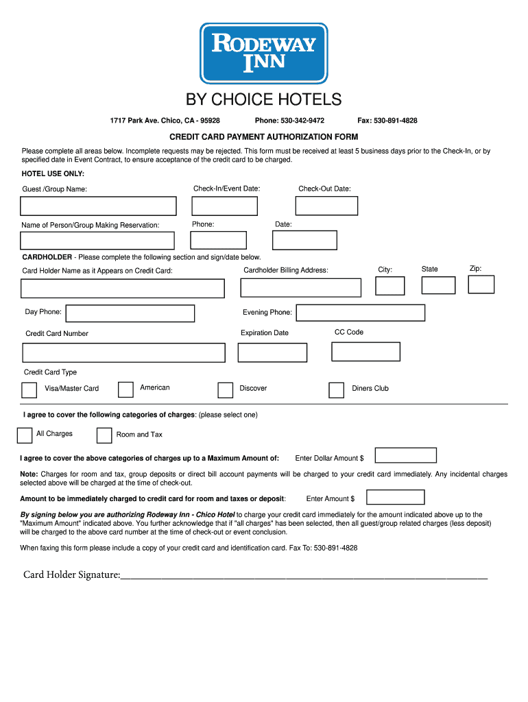 Inn Authorization Form - Fill Out and Sign Printable PDF Template Within Hotel Credit Card Authorization Form Template