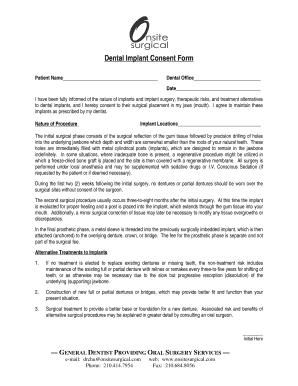 Dental Implant Consent Form Onsitesurgicalcom