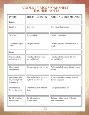 Coded Lyrics Worksheet  Form