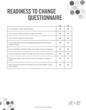 Readiness to Change Questionnaire PDF  Form