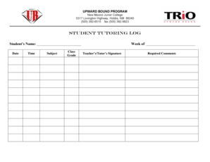 Tutoring Log Sheet Template  Form