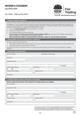  Referee Statement Form Electrical 2015