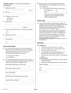 Claim for External Breast Prostheses Reimbursement Program Humanservices Gov  Form