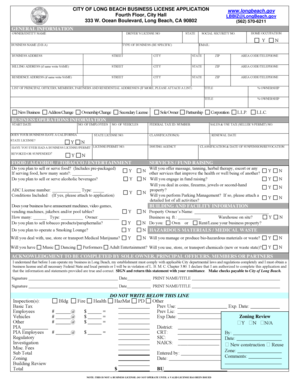 City of Long Beach Business License  Form