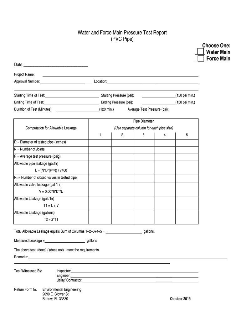 Hydrotest Report Format