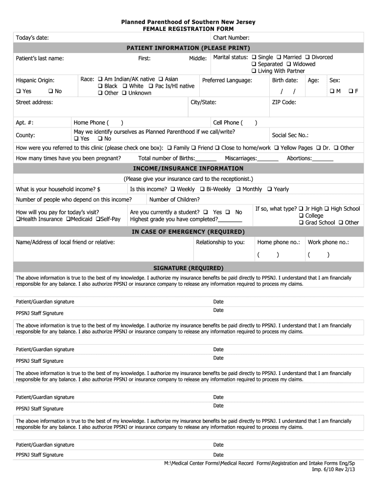  PATIENT INFORMATION PLEASE PRINT Planned Parenthood Plannedparenthood 2013-2024