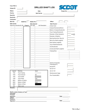 Form 70014 Drilled Shaft Log Form 70014 Drilled Shaft Log