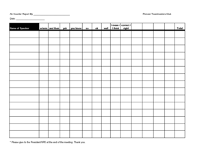 Ah Counter Reporting Sheet Excel  Form