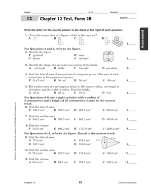 Glencoe Geometry Chapter 12 Answer Key  Form