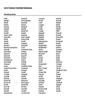 List of Common Controlled Substances  Form