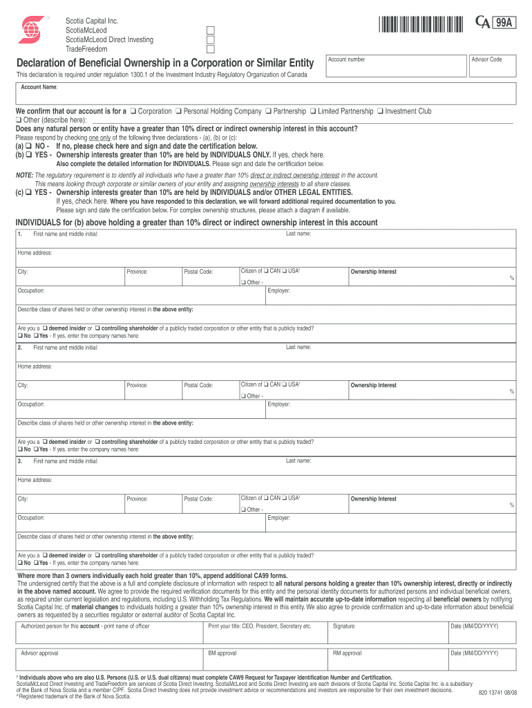  Declaration of Beneficial Ownership in a Corporation or 2008-2024