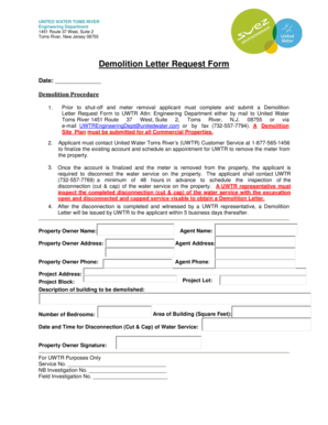 Demolition Request Letter  Form