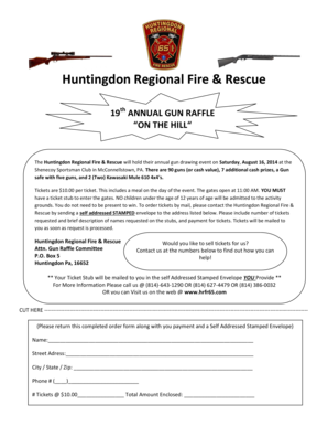 Huntingdon Regional Fire and Rescue Gun Raffle  Form