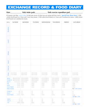 Weight Watchers Exchange Plan PDF  Form