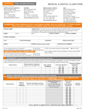 Msh Claim Form