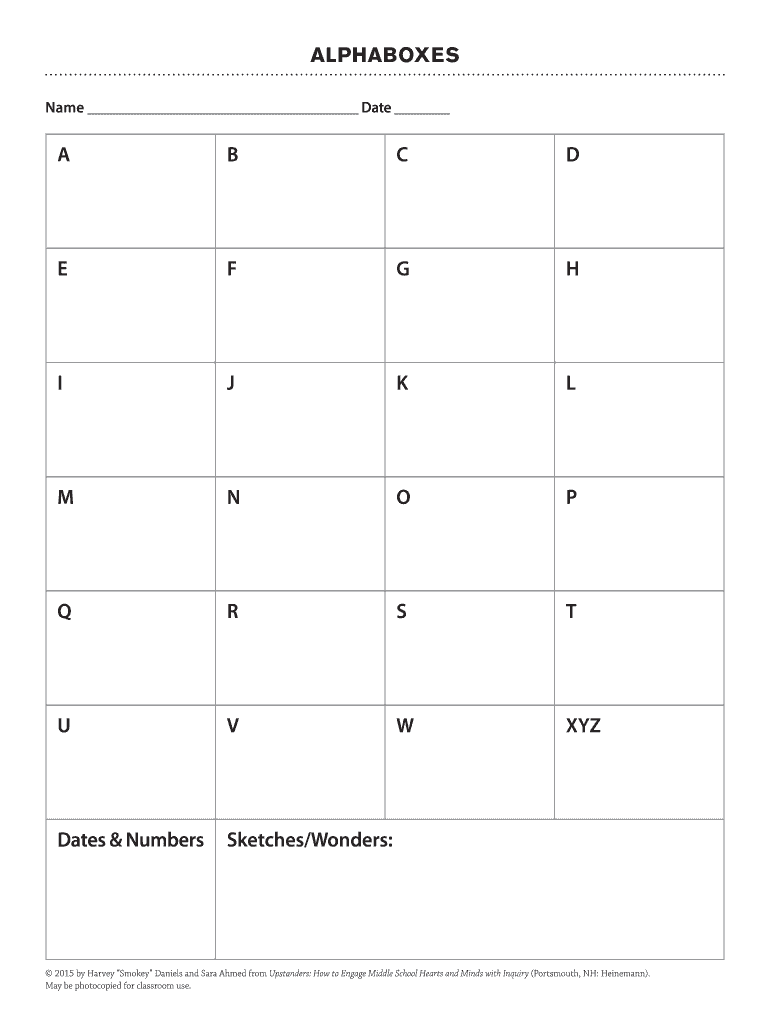 Alpha Boxes Template  Form